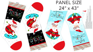 Extreme Santa Stocking Panel White 25437-10 Fabrics Northcott   