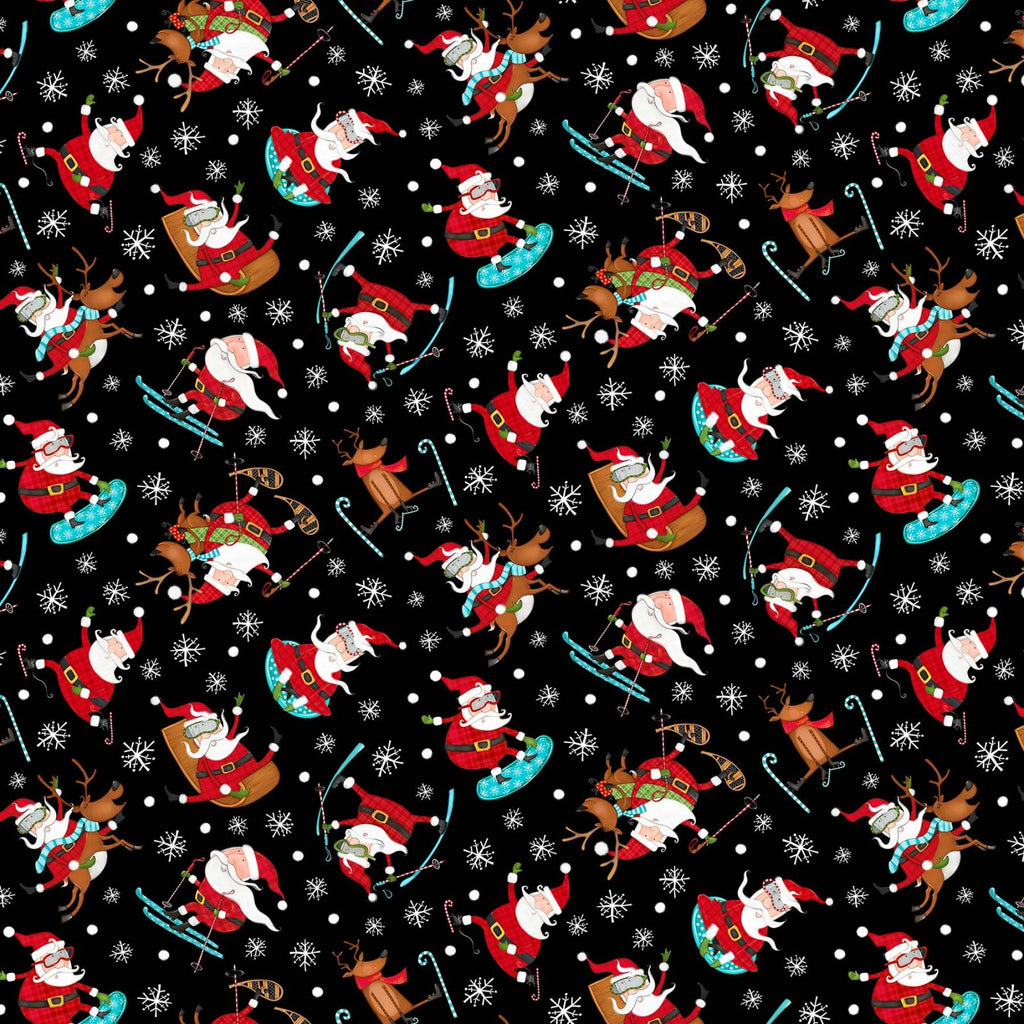 Extreme Santa Toss Black 25439-99 Fabrics Northcott   