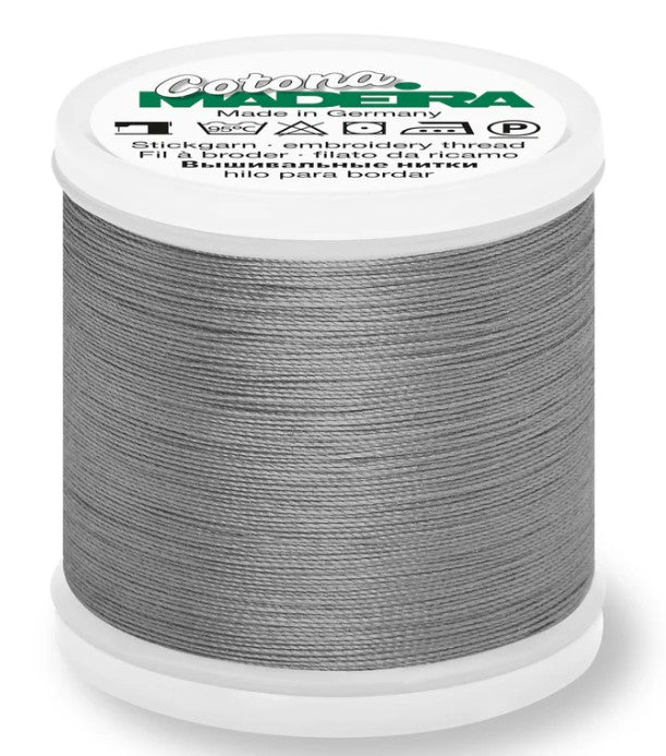 Madeira Cotona 30 - Premium Cotton Quilting & Sewing Thread, 729 Dark Grey Thread Madeira