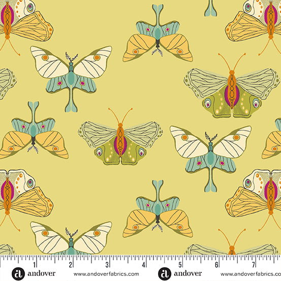 Winged Garden Golden Gleam Fluttering A-1068-Y Fabrics Andover