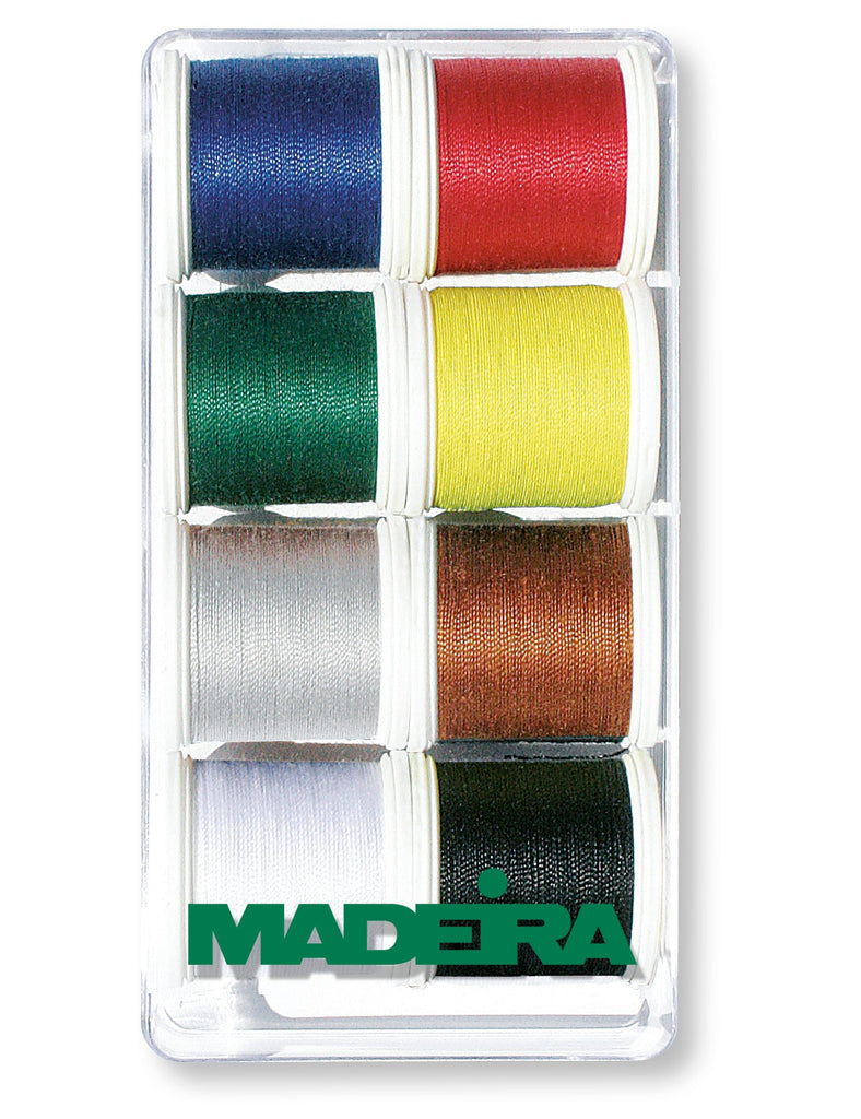 Aerofil 35 Extra Strong - Assortment Box, 100 Meter spools, 8 Solid Colors Thread Assortment Boxes Madeira Quilting Thread