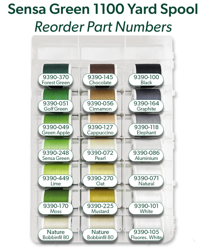 Sensa Green 40 – Quilt Box, 1100-yard (1000m) Spools, 40 Colors Thread Assortment Boxes Madeira Quilting Thread