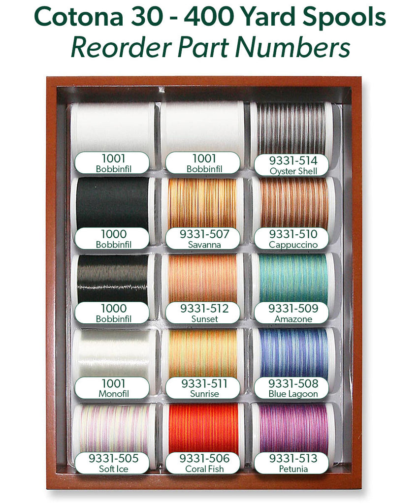 Cotona 30 - Mini 2 Drawer Treasure Chest, Variety Pack Thread Assortment Boxes Madeira Quilting Thread