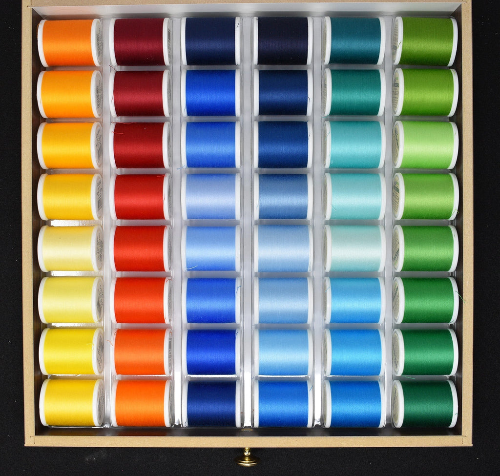 Sensa Green 40 - 3 Drawer Treasure Chest, 120 1100 Yard (1000m) Spools Thread Assortment Boxes Madeira Quilting Thread