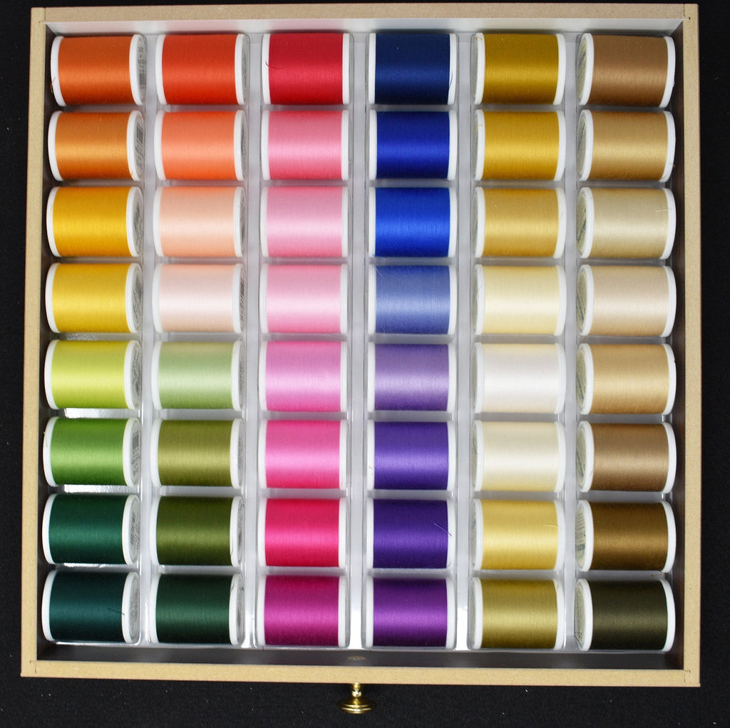 Sensa Green 40 - 3 Drawer Treasure Chest, 120 1100 Yard (1000m) Spools Thread Assortment Boxes Madeira Quilting Thread