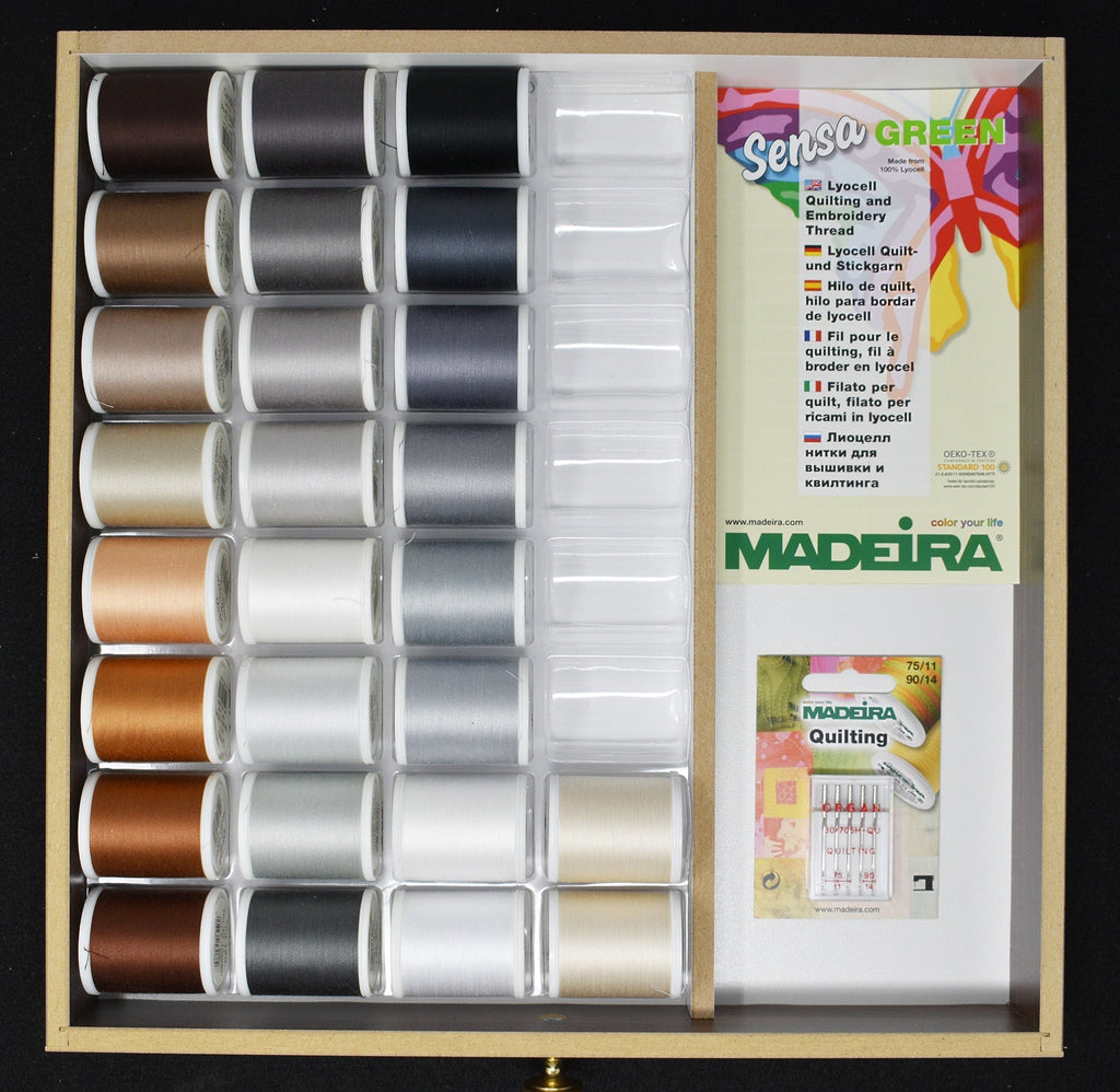 Sensa Green 40 - 3 Drawer Treasure Chest, 120 1100 Yard (1000m) Spools Thread Assortment Boxes Madeira Quilting Thread