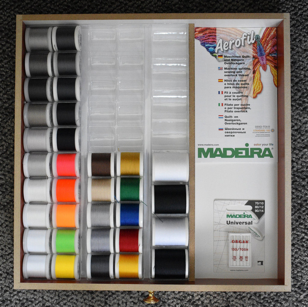 Aerofil 120 – 3 Drawer Treasure Chest, 182 110-yard (100m) & 12 110-yard (100m) Spools Thread Assortment Boxes Madeira Quilting Thread
