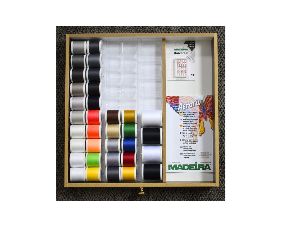 Aerofil 120 – 3 Drawer Treasure Chest, 182 400m and 12 100m Spools Thread Assortment Boxes Madeira Quilting Thread
