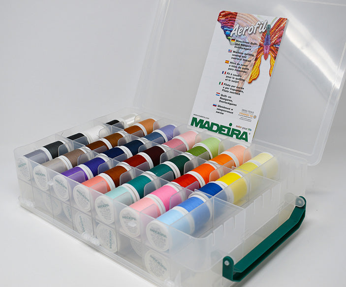 Aerofil 120 – Quilt Box, 40 440-yard (400m) and 22 1100-yard (1000m) Spools Thread Assortment Boxes Madeira Quilting Thread