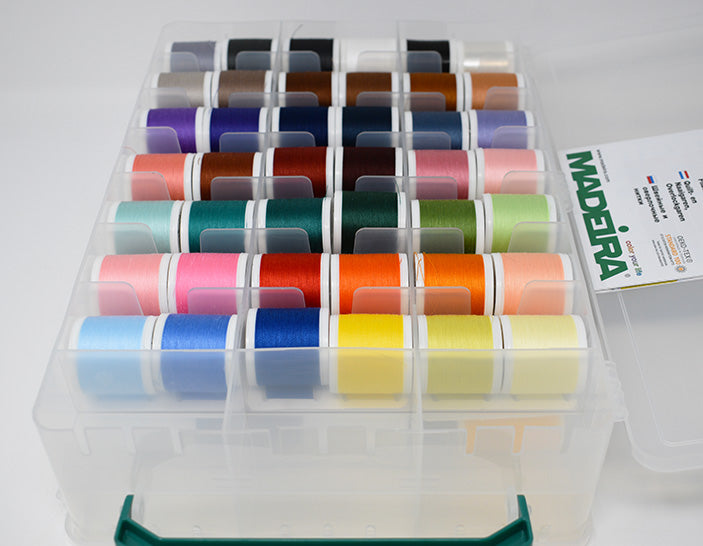 Aerofil 120 – Quilt Box, 40 440-yard (400m) and 22 1100-yard (1000m) Spools Thread Assortment Boxes Madeira Quilting Thread