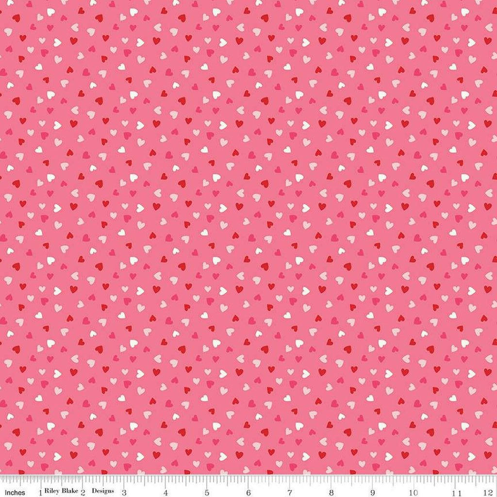 Sweetheart Heart Toss Hot Pink C15505H Fabrics Riley Blake   