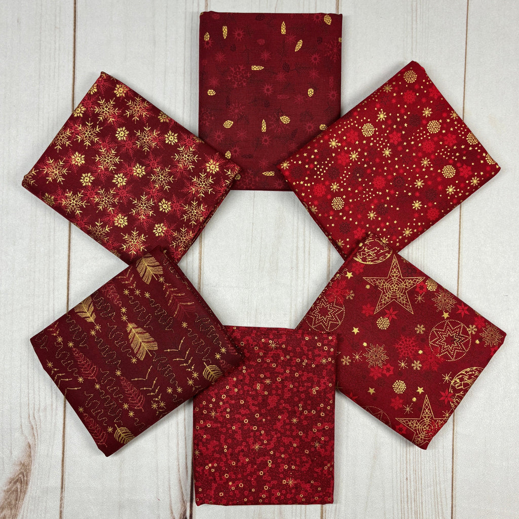 We Love Christmas Metallic Red Stash Builder Bundle Fabrics Stof   