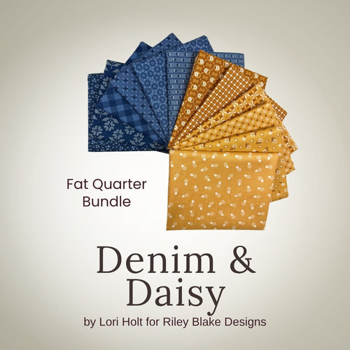 Denim & Daisy Fat Quarter Bundle, yellow quilting fabric by Riley Blake