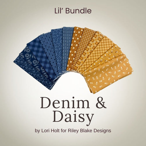 Denim & Daisy Lil' Bundle, yellow quilting fabric by Riley Blake