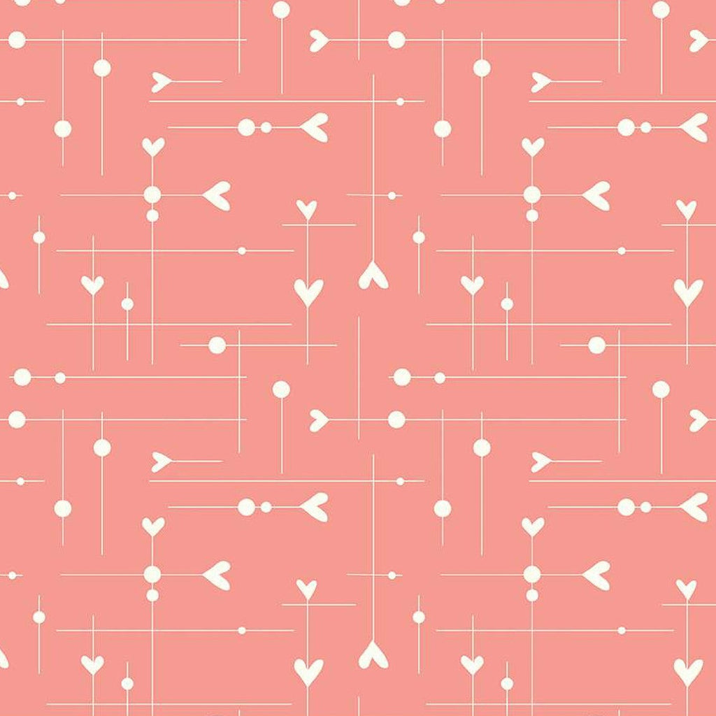 I Love Us Dash & Dots Heart Coral C13962 Fabrics Riley Blake   