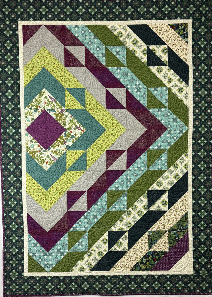 The finished Victory quilt in Nordic Summer fabric