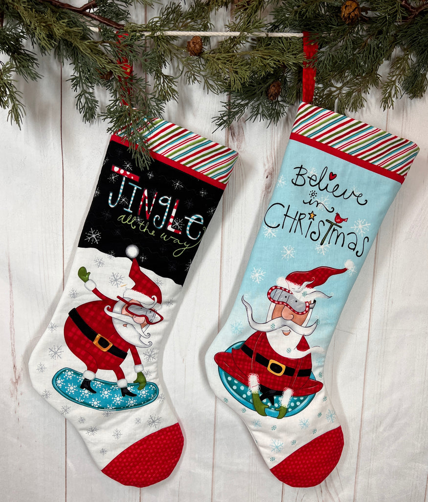 Extreme Santa Stocking Panel White 25437-10 Fabrics Northcott   