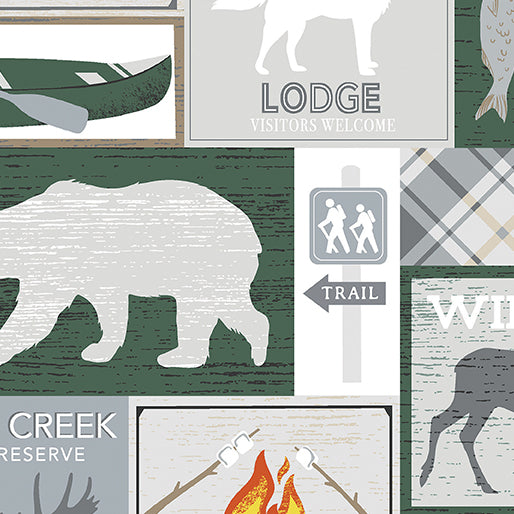 Moose Creek Lodge Boxes Gray 12917-11 Fabrics Benartex   