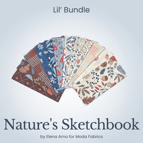 Nature's Sketchbook Lil' Bundle, multicolor quilting fabric by Moda Fabrics