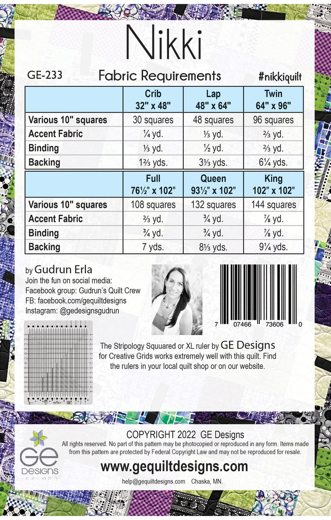 Nikki - 10" Square PDF Pattern 233 Pattern GE Designs   