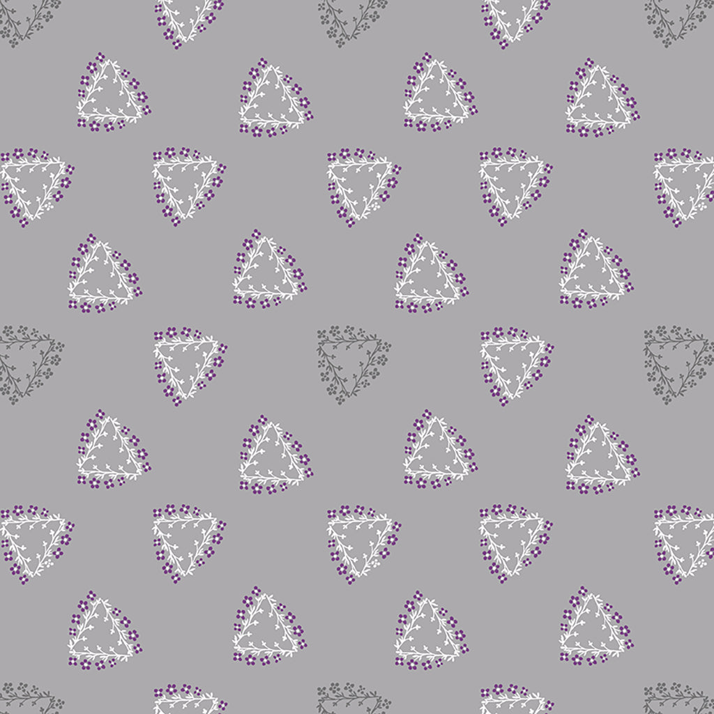 Purple Reign Triangle Wreaths Light Pewter Y3370-118 Fabrics Clothworks   