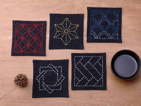 Sashiko Tsumugi Sampler Coasters Sumi Black # SC-TC1 Tool Checker   