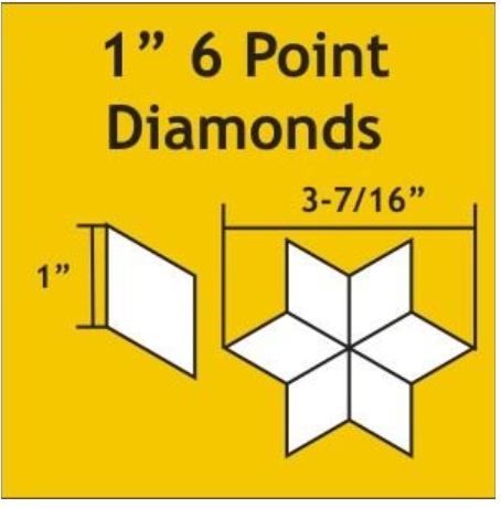 1" 6 Point Diamonds- Small Pack 75 pieces  Paper Pieces   