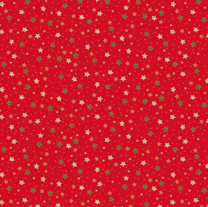Jolly Saint Nick Sparkle Red 125-R Fabrics Makower UK
