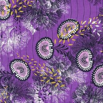 Uniwax Prints Floral Stripe Purple 24724-4 Fabrics Robert kaufman