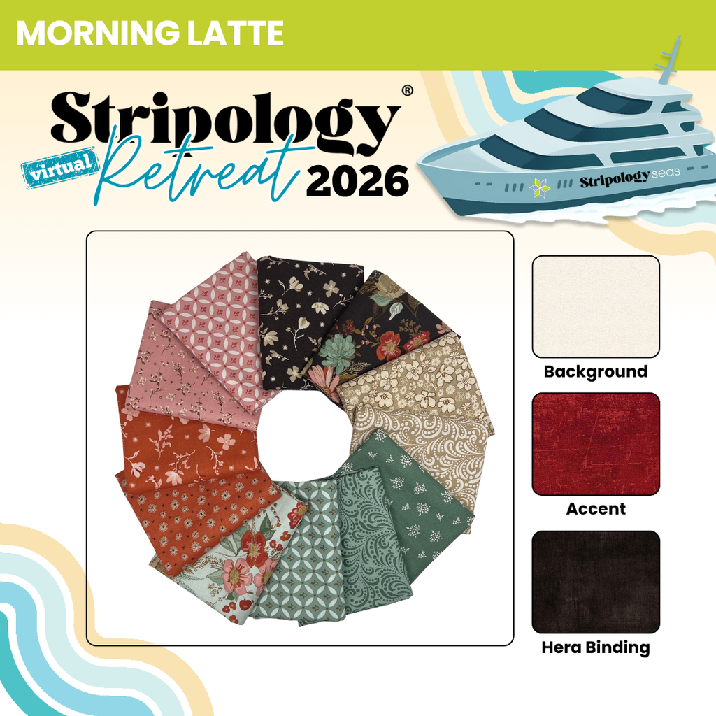 INTERNATIONAL Stripology Virtual Retreat 2026 - Session 1 - BOX Fabrics GE Designs Retreat 2026 Kit - Morning Latte