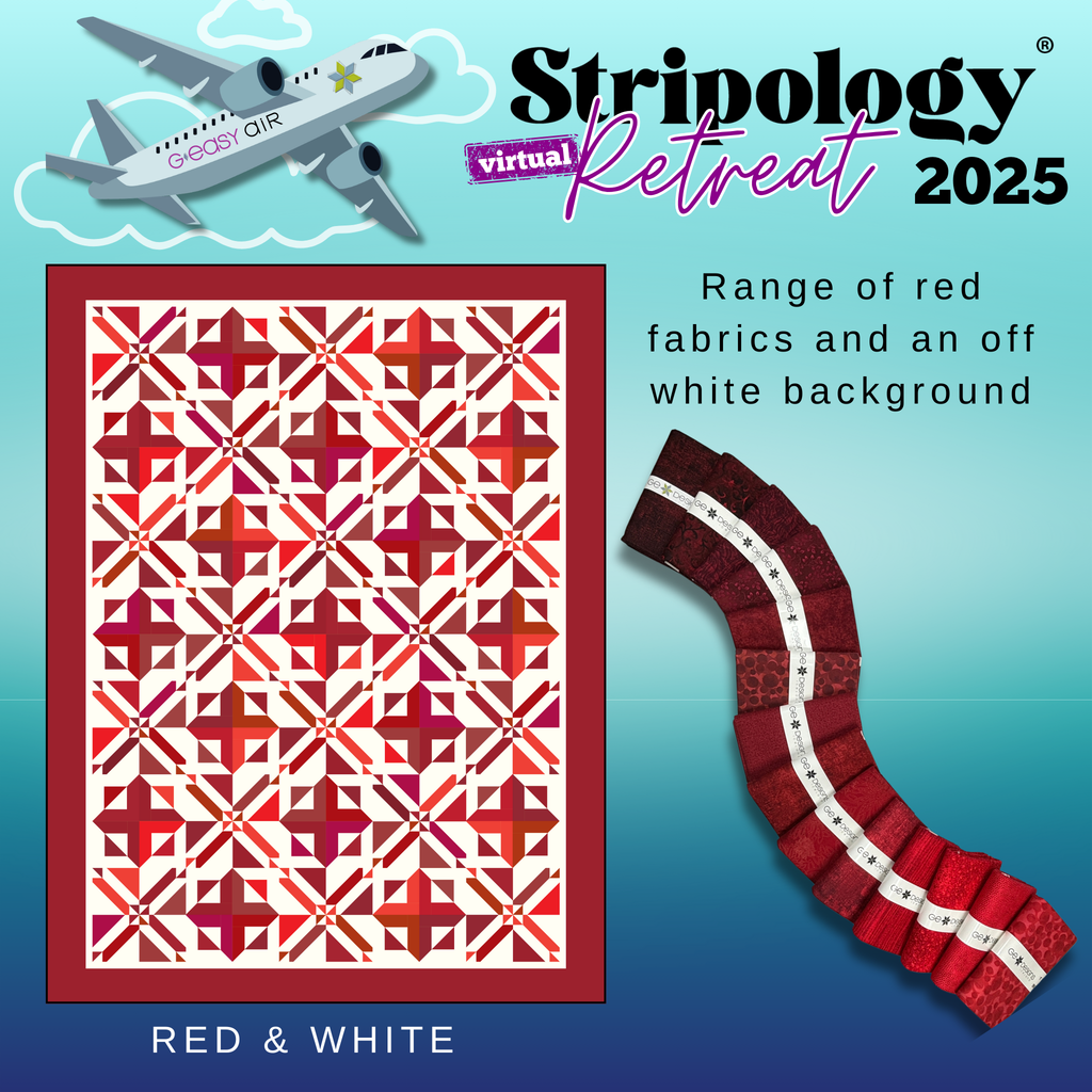 INTERNATIONAL Stripology Virtual Retreat 2025 Session 1 - BOX Fabrics GE Designs Retreat 2025 Kit - Red and White