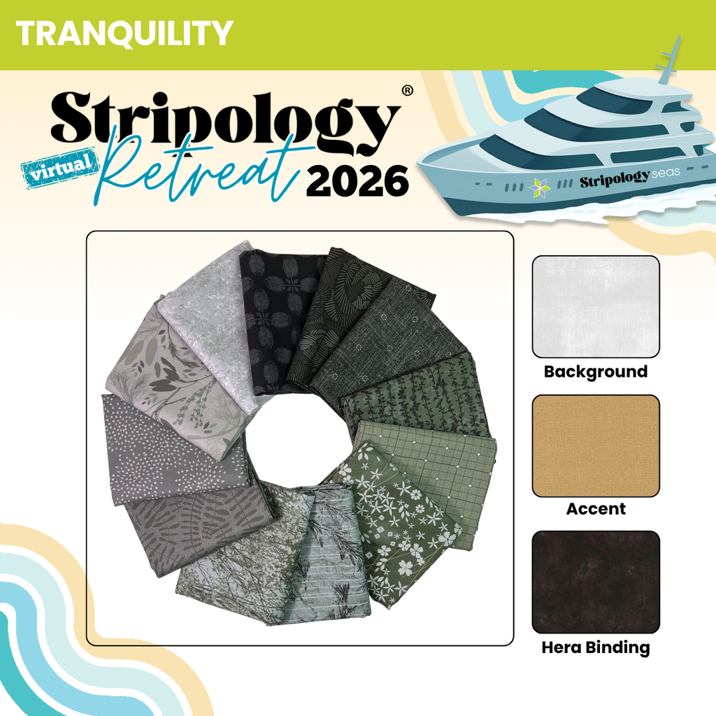 INTERNATIONAL Stripology Virtual Retreat 2026 - Session 1 - BOX Fabrics GE Designs Retreat 2026 Kit - Tranquility