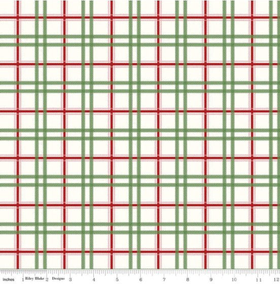 Mistletoe and Holly Plaid Cloud C16407 Fabrics Riley Blake