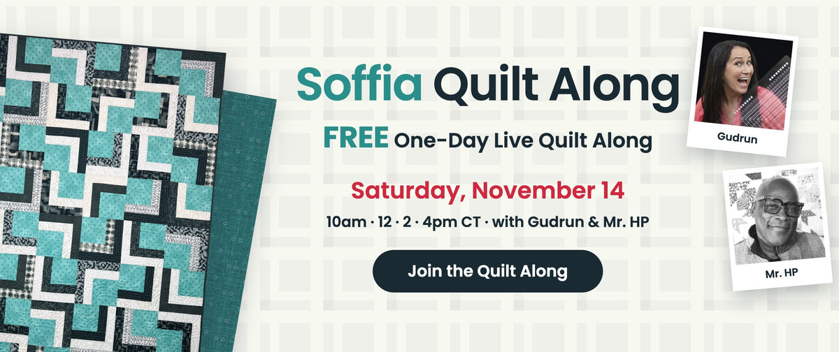 Soffia Quilt Along: free one-day live quilt along with Gudrun and Mr. HP, Saturday, November 14