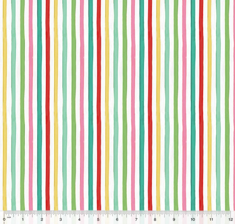 Christmas Village Festive Stripe Multi 53909-8Multi Fabrics Windham Fabrics