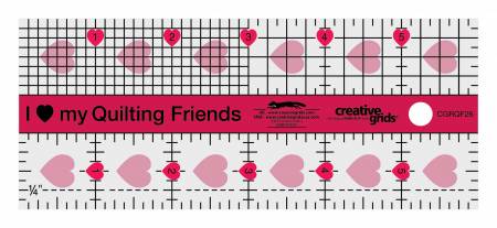 Creative Grids I Love My Quilt Friends Mini Quilt Ruler 2-1/2in x 6in #CGRQF26 Tool Checker   