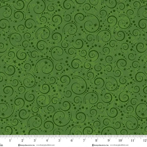 Scandinavian Holiday Green Swirls 3456-66 Fabrics Henry Glass