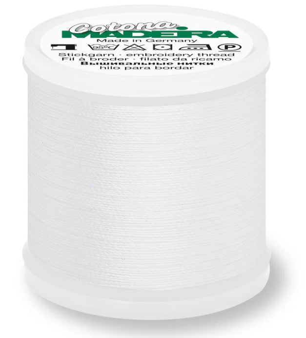 Madeira Cotona 30 - Premium Cotton Quilting & Sewing Thread, 502 White Thread Madeira