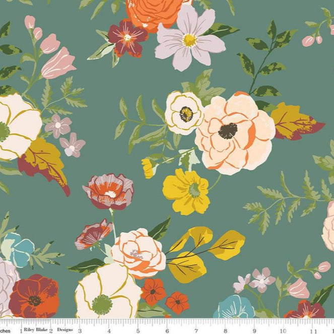 Riley Blake Designs Winged Medley Foral Teal 108" Wide Backing Fabric - WB16140-Teal - 2 YARD Fabrics Riley Blake