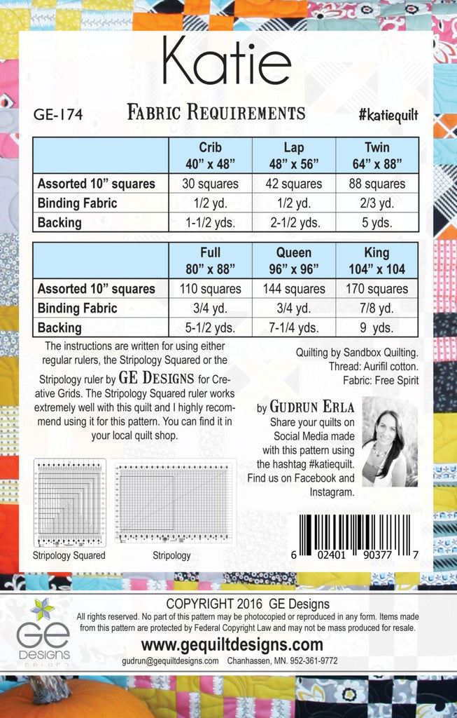 Katie 10" Square Pattern PDF 174 Pattern GE Designs   