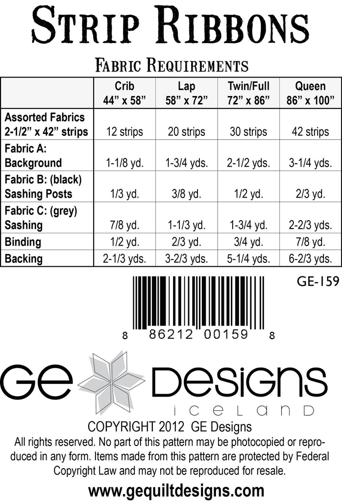 Strip Ribbons Pattern 159 Pattern GE Designs   